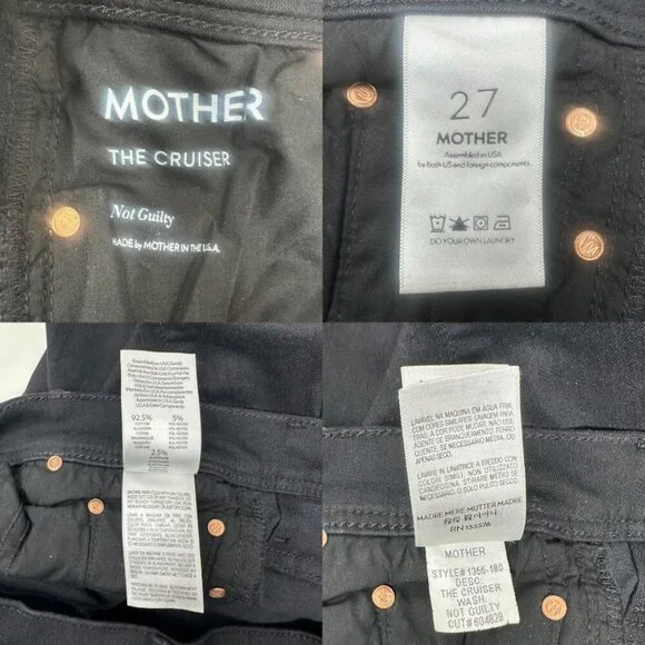 Mother The Cruiser Flare Jeans In Not Guilty Size 27 Stretch Black Denim - Picture 11 of 13